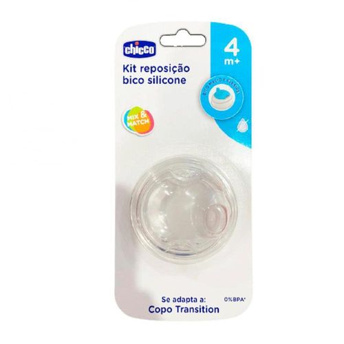 Kit Chicco com 1 Copo de Transição 4 Meses + 2 Bicos Silicone para Reposição