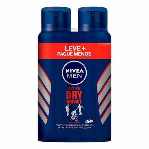 Kit Desodorante Aerosol Nivea Men Dry Impact com 2 Unidades com 150ml