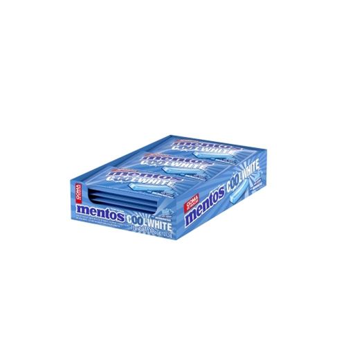 Chicletes Mentos Cool White 3 Camadas Menta Fresca com 15 Unidades com 85g