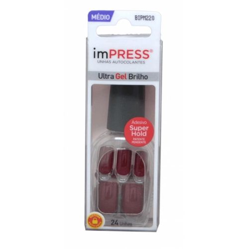 Impress Unhas Postiças Autocolantes Ultra Gel Brilho Médio Pretty Please com 24 Unidades