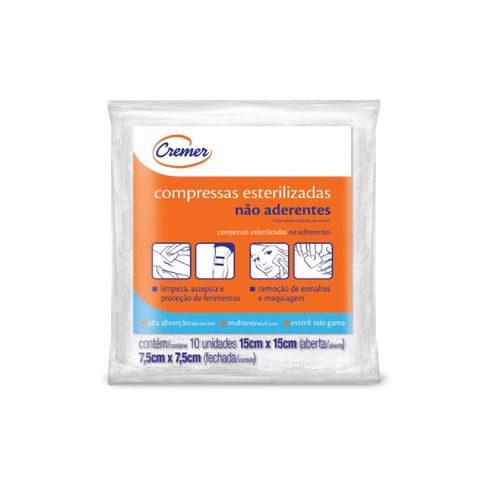 Compressas de Gaze Estéril Cremer 7,5cm X 7,5cm com 10 Unidades