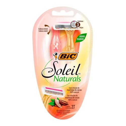 Aparelho Depilatório Feminino Natural Bic Soleil com 2 Unidades