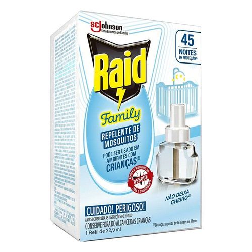 Repelente Elétrico Family 45 Noites Líquido Raid com 1 Aparelho + 1 Refil 32,9ml