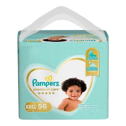 Fraldas Pampers Premium Care Tamanho XXG com 56 Unidades