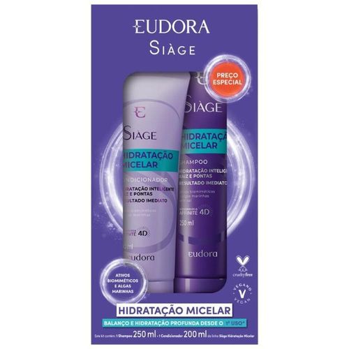 Kit Eudora Siàge Hidratação Micelar com 1 Shampoo 250ml + 1 Condicionador 200ml