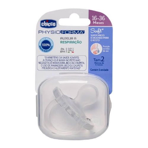 Chupeta Physio Soft de Silicone 16-36M Tamanho 2 Chicco Cor Neutra com 1 Unidade