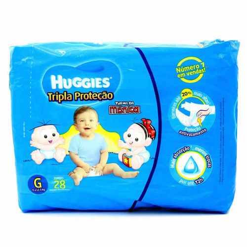 Fralda Huggies Tripla Proteção Jumbo G com 28 Unidades