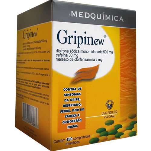 Gripinew 250mg + 30mg + 250mg + 2mg com 25 Blísteres com 6 Comprimidos Revestidos