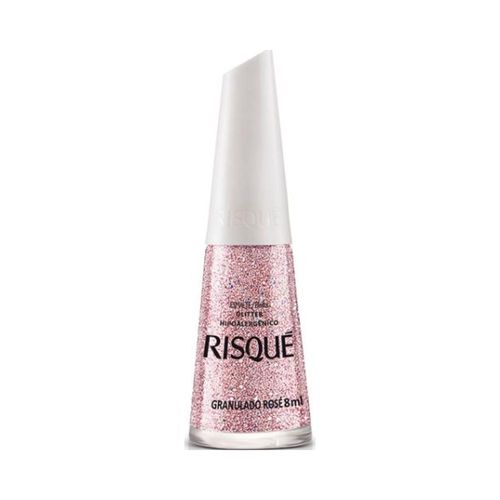 Esmalte Risqué Glitter Hipoalergênico Granulado Rosé 8ml