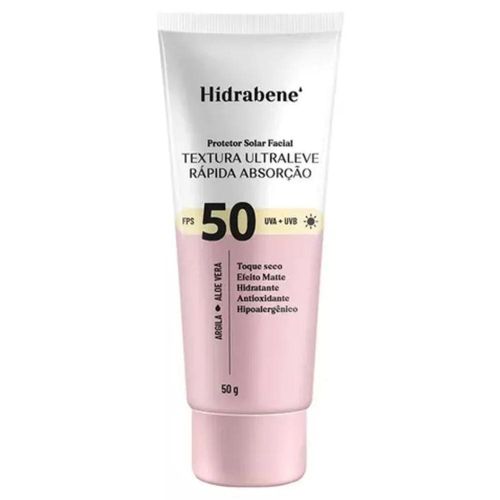 Protetor Solar Facial Hidrabene Textura Ultra Leve FPS 50 50g
