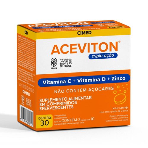 Aceviton Tripla Ação com 30 Comprimidos Efervecentes