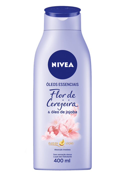 Loção Hidratante Corporal Nivea Óleos Essenciais Flor de Cerejeira e Óleo de Jojoba Maciez e Brilho 400ml
