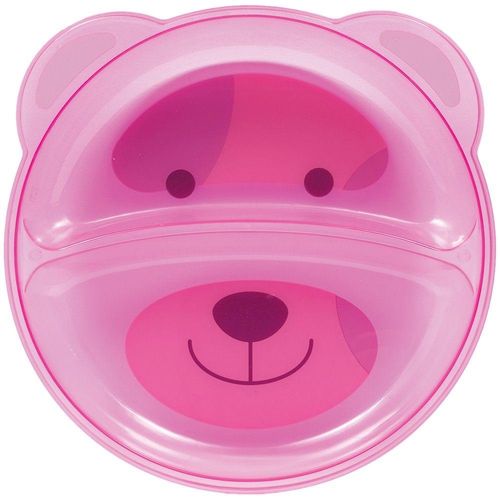 Prato Ursinho com Divisórias Rosa Buba Toys 6 Meses+ com 1 Unidade