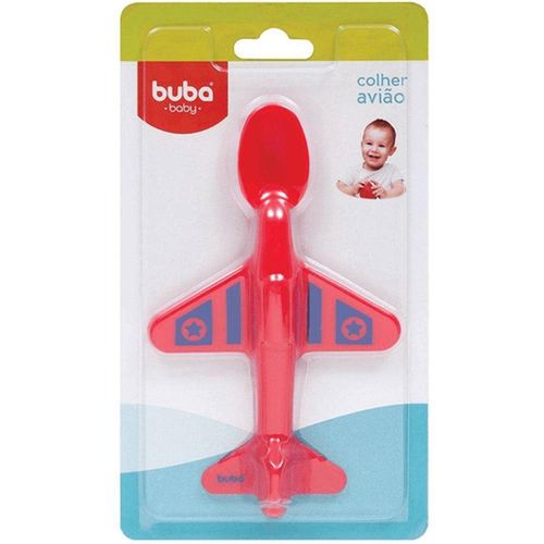 Colher Avião Baby Azul e Vermelho Buba com 1 Unidade