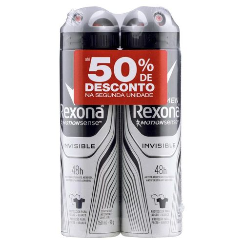 Kit Rexona Men Invisible Desodorantes Aerossóis com 2 Unidades com 150ml