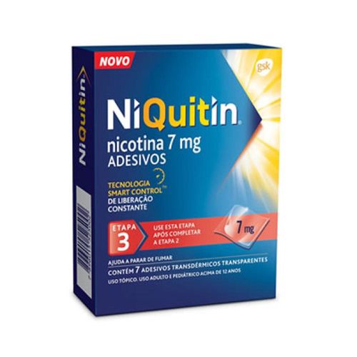 Niquitin 7mg com 7 Adesivos Transdérmicos Transparentes