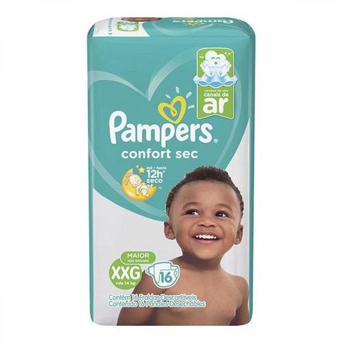 Fralda Descartável Infantil Pampers Confort Sec XXG com 16 Unidades