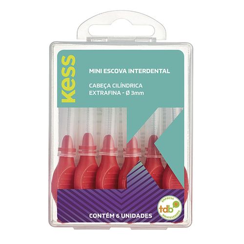 Mini Escova Interdental Cilíndrica Extrafina Kess com 6 Unidades