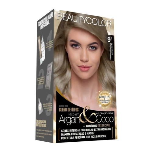 Kit Coloração Beauty Color 9.1 Louro Muito Claro Acinzentado com 1 Unidade