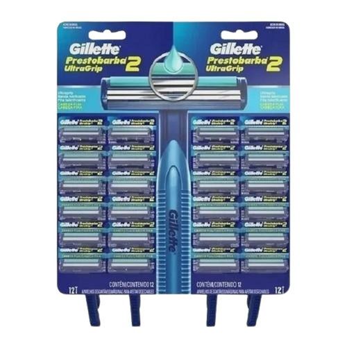 Kit Gillette Prestobarba 2 com 24 Aparelhos de Barbear + 2 Aparelhos de Barbear Prestobarba 3 Champions