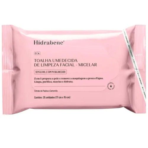 Lenços para Limpeza Facial Hidrabene com 25 Unidades