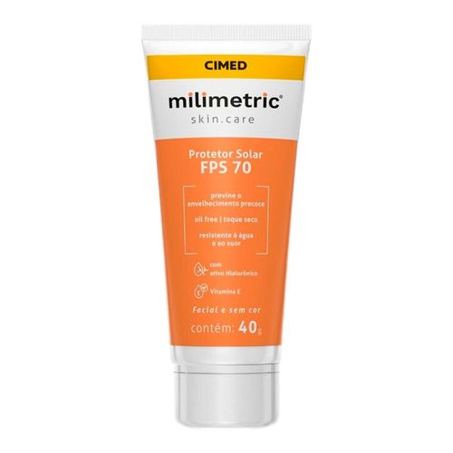 Protetor Solar Facial Milimetric Skincare FPS70 Toque Seco 40g