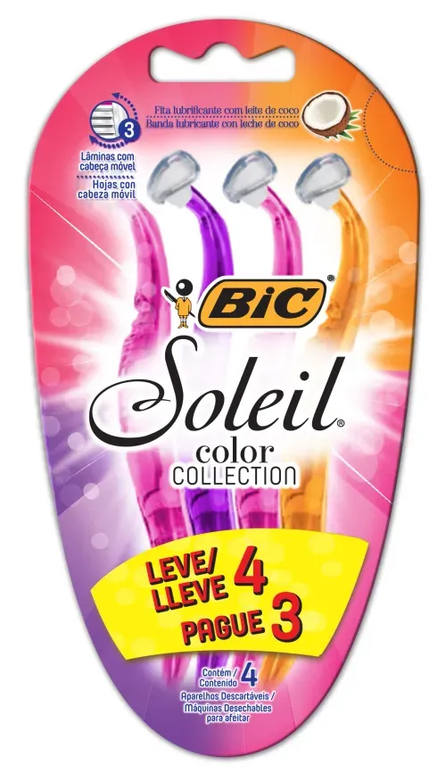 Aparelho Depilatório Bic Soleil Color Pague 3 e Leve 4 Unidades
