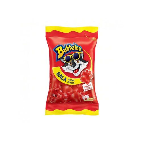 Display Bala Bubbaloos Morango Patinhas com 12 Pacotes com 15g