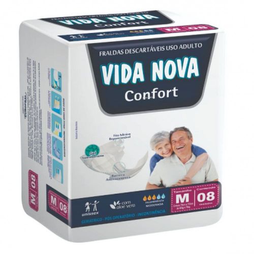 Fralda Geriátrica Vida Nova Confort M com 8 Unidades