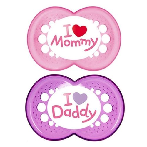 Kit Chupetas Mam Mommy & Daddy 6 Meses+ Menina com 2 Unidades