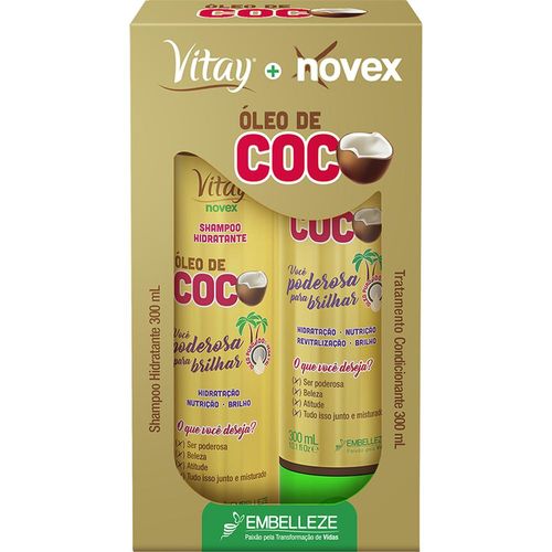 Kit Novex Vitay Óleo de Coco com 1 Shampoo 300ml + 1 Tratamento Condicionante 300ml
