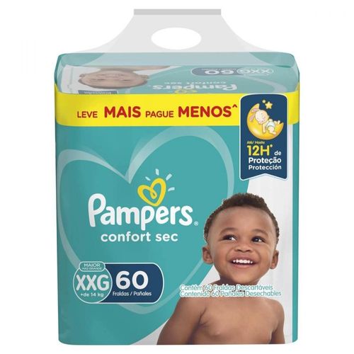 Fraldas Descartáveis Pampers Confort Sec Giga XXG com 60 Unidades