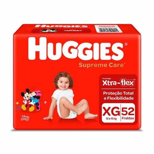Fralda Huggies Supreme Care Hiper XG com 52 Unidades
