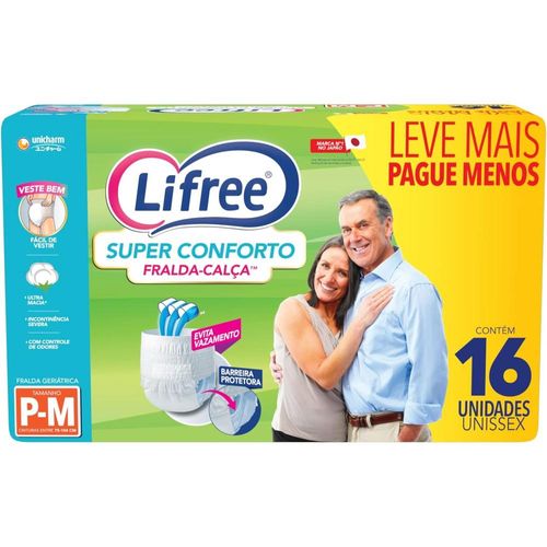 Lifree Fraldas Calça Super Conforto Tamanho P/M com 16 Unidades