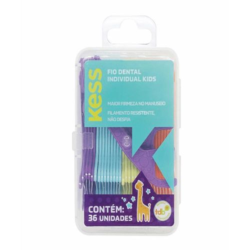 Fio Dental Individual Infantil Kess Kids com 36 Unidades