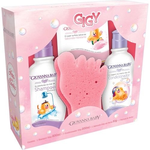 Kit Giby Giovanna Baby Hora do Banho Rosa com 1 Shampoo 200ml + 1 Condicionador 200ml + 1 Sabonete 80g + 1 Esponja de Banho