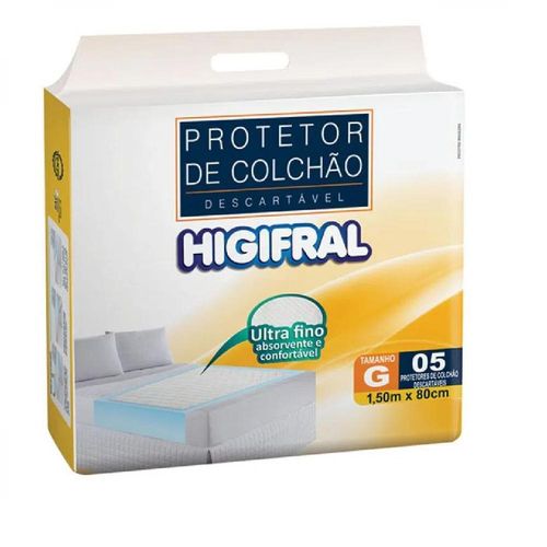 Lençol Protetor Colchão Higifral G 1,50m x 0,80m com 5 Unidades