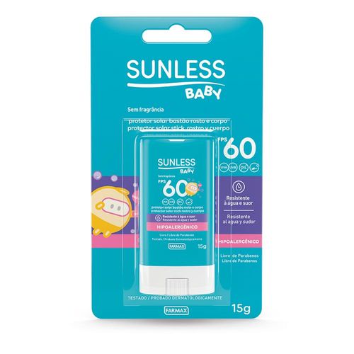 Protetor Solar Sunless Baby Bastão FPS 60 Farmax 15g