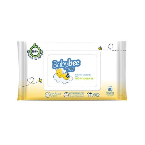 Toalhinhas Umedecidas Baby Bee Free Pró-Vitamina B5 com 80 Unidades