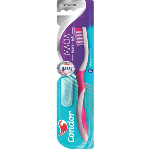 Escova Dental Condor Dynamic Macia com 1 Unidade + 1 Protetor de Cerdas