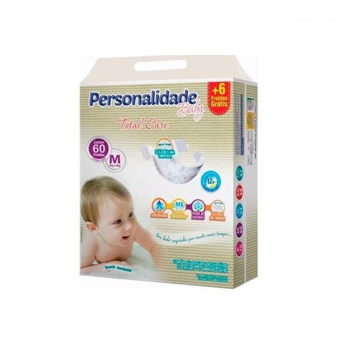 Fralda Personalidade Baby M com 60 Unidades
