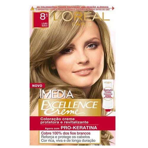 Tintura Permanente Imédia Excellence L'oréal Paris Nº 8.1 Louro Sueco com 1 Unidade
