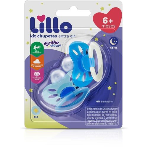 Chupeta Dia e Noite Extra Air Lillo Tamanho Nº 2 Azul com 1 Unidade
