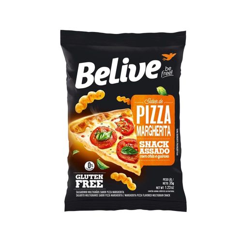 Snacks Assados de Arroz com Chia e Quinoa Sabor Pizza Margherita Belive 35g