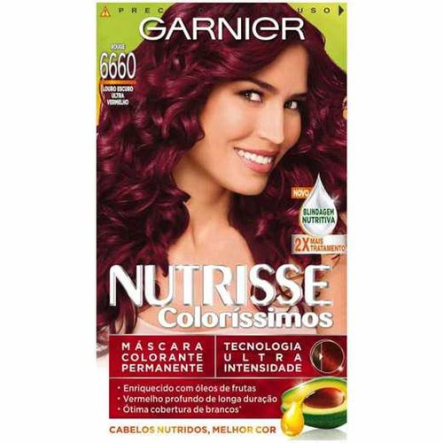 Tintura Garnier Nutrisse Coloríssimos Nº 6660 Louro Escuro Ultra Vermelho com 1 Unidade