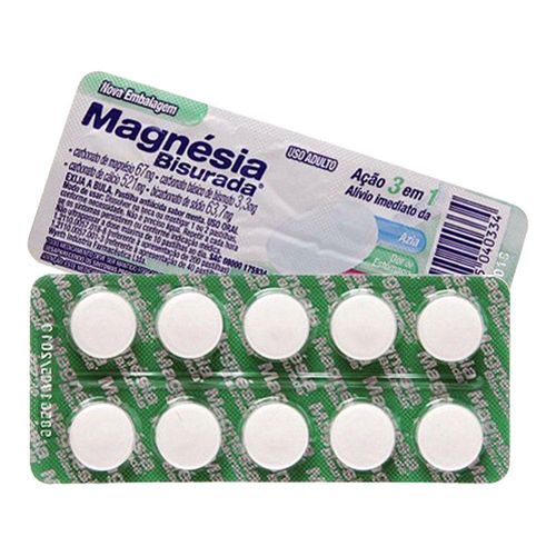 Magnésia Bisurada Sabor Menta com 200 Pastilhas