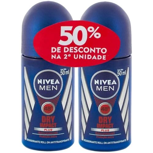 Kit Desodorante Nivea Roll On Dry Confort For Man com 2 Unidades com 50ml