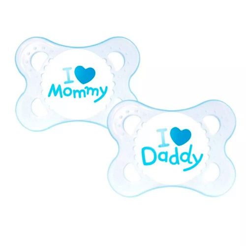 Kit MAM Menino Mommy & Daddy Chupetas de 0 a 6 Meses com 2 Unidades