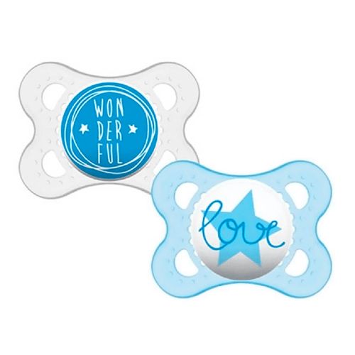 Kit Chupeta Mam Sayings Boys Silicone 0-6 Meses com 2 Unidades