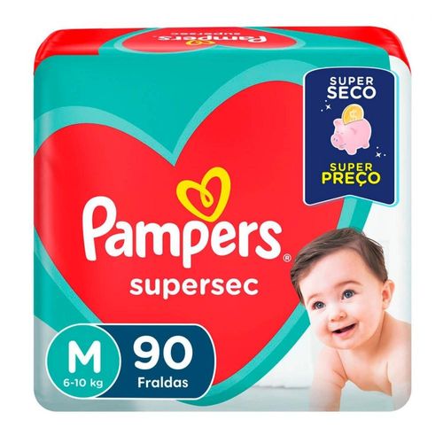 Fraldas Descartáveis Pampers Supersec M com 90 Unidades